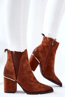 Boto Zamszowe Botki Na Obcasie Brązowe Coriseis