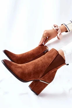 Boto Zamszowe Botki Na Obcasie Brązowe Coriseis