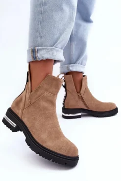 Brązowe I Beżowe Botki|Botki Płaskie><noscript><img width=