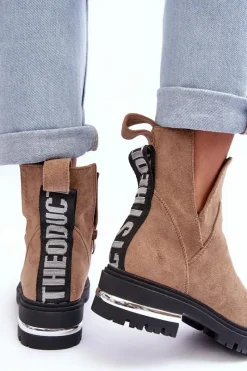 Brązowe I Beżowe Botki|Botki Płaskie><noscript><img width=