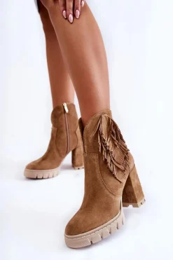 Botki Skórzane|Botki Na Słupku></noscript>Boto Zamszowe Botki Na Platformie Lewski Shoes 3251 Beżowe