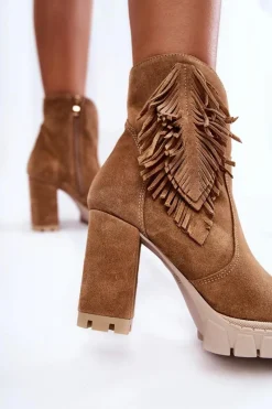 Botki Skórzane|Botki Na Słupku></noscript>Boto Zamszowe Botki Na Platformie Lewski Shoes 3251 Beżowe