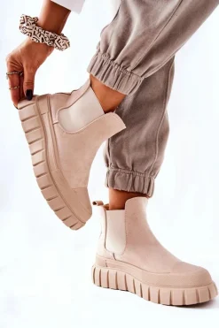 Botki Zimowe Damskie|Brązowe I Beżowe Botki><noscript><img width=