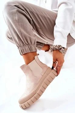 Botki Zimowe Damskie|Brązowe I Beżowe Botki><noscript><img width=