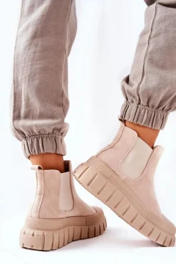 Botki Zimowe Damskie|Brązowe I Beżowe Botki><noscript><img width=