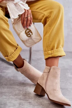 Hot Boto Zamszowe Botki Na Słupku Beżowe Vannes