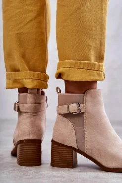 Hot Boto Zamszowe Botki Na Słupku Beżowe Vannes