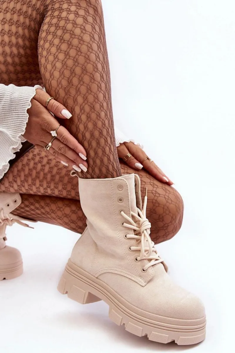 Online Boto Zamszowe Botki Na Suwak Beżowe Marley