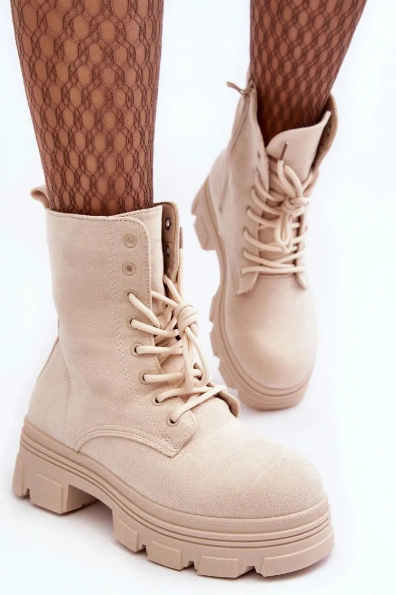 Online Boto Zamszowe Botki Na Suwak Beżowe Marley