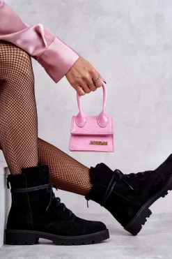 Outlet Boto Zamszowe Botki Na Suwak Nicole 2754 Czarne