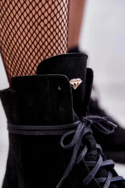 Outlet Boto Zamszowe Botki Na Suwak Nicole 2754 Czarne