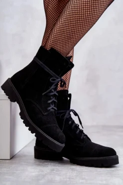 Outlet Boto Zamszowe Botki Na Suwak Nicole 2754 Czarne