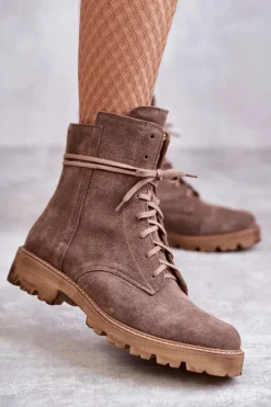 Botki Wiosenne|Botki Skórzane>Boto Zamszowe Botki Na Suwak Nicole 2754 Brązowe