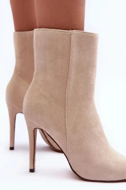 Brązowe I Beżowe Botki|Botki Na Obcasie><noscript><img width=