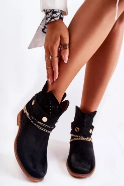 Sale Zamszowe Botki Na Ukrytym Koturnie Czarne Verine Damskie Botki Wiosenne|Botki Na Koturnie