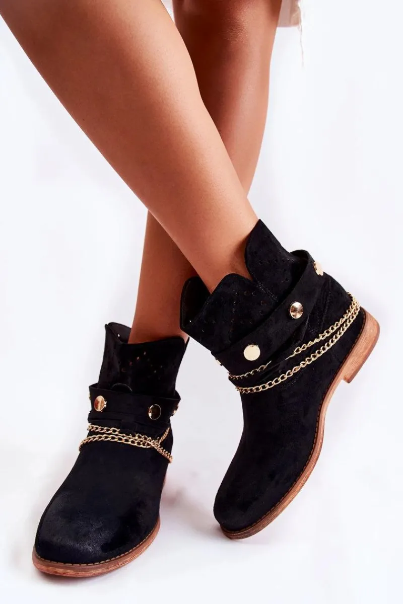 Sale Zamszowe Botki Na Ukrytym Koturnie Czarne Verine Damskie Botki Wiosenne|Botki Na Koturnie