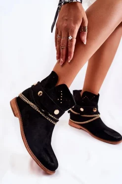 Sale Zamszowe Botki Na Ukrytym Koturnie Czarne Verine Damskie Botki Wiosenne|Botki Na Koturnie