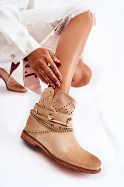 Botki Wiosenne|Botki Na Koturnie>Boto Zamszowe Botki Na Ukrytym Koturnie Beżowe Verine