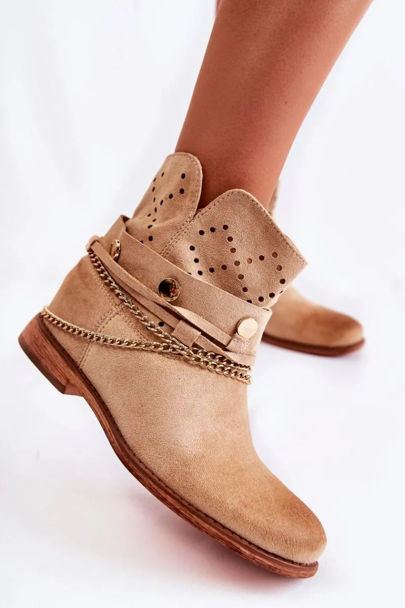 Botki Wiosenne|Botki Na Koturnie>Boto Zamszowe Botki Na Ukrytym Koturnie Beżowe Verine