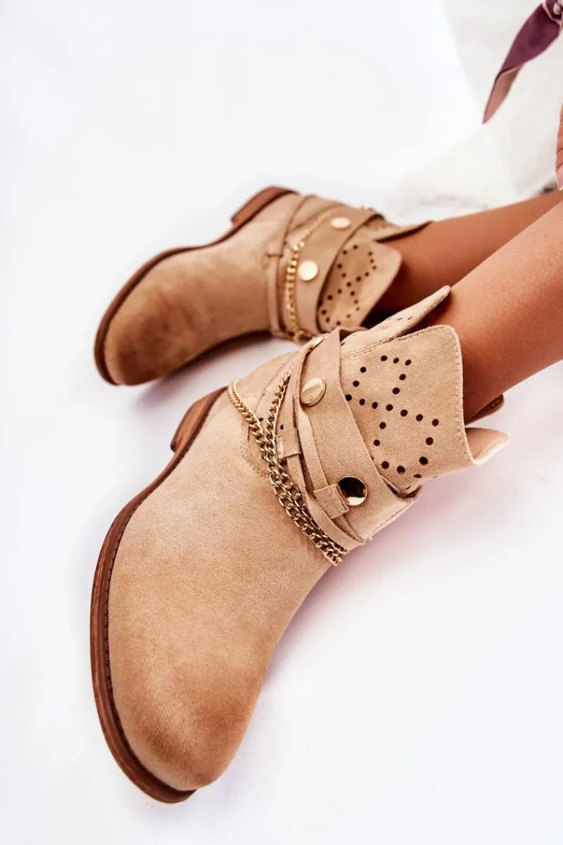 Botki Wiosenne|Botki Na Koturnie>Boto Zamszowe Botki Na Ukrytym Koturnie Beżowe Verine