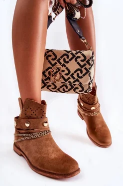 Online Boto Zamszowe Botki Na Ukrytym Koturnie Brązowe Verine