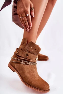 Online Boto Zamszowe Botki Na Ukrytym Koturnie Brązowe Verine