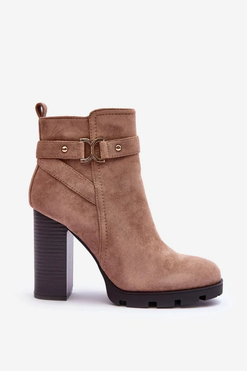 Sale Boto Zamszowe Botki Na Wysokim Słupku Beżowe Liani
