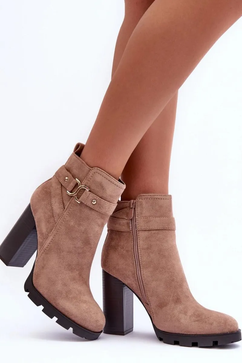 Sale Boto Zamszowe Botki Na Wysokim Słupku Beżowe Liani