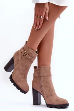 Sale Boto Zamszowe Botki Na Wysokim Słupku Beżowe Liani