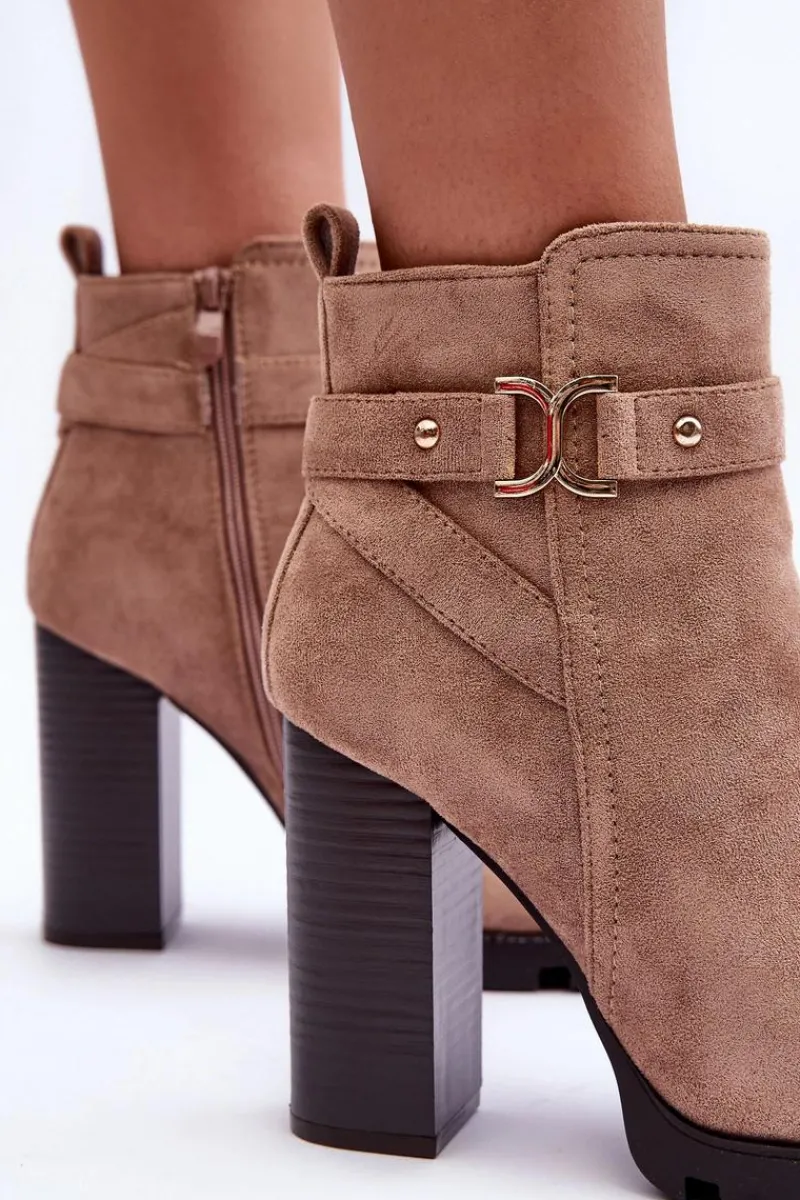 Sale Boto Zamszowe Botki Na Wysokim Słupku Beżowe Liani