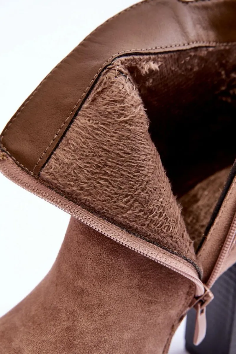 Sale Boto Zamszowe Botki Na Wysokim Słupku Beżowe Liani