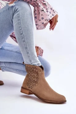 Discount Boto Zamszowe Botki Nicole 2791/023 Ciemnobeżowe