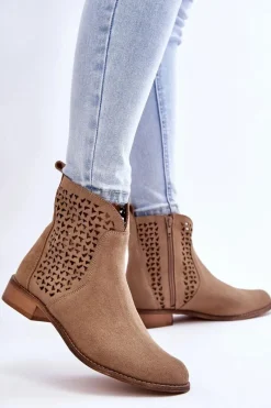 Discount Boto Zamszowe Botki Nicole 2791/023 Ciemnobeżowe