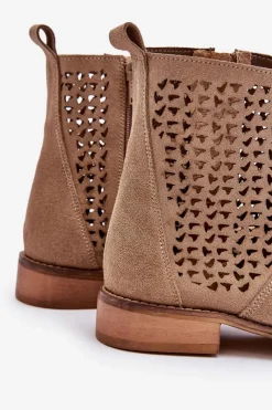 Discount Boto Zamszowe Botki Nicole 2791/023 Ciemnobeżowe