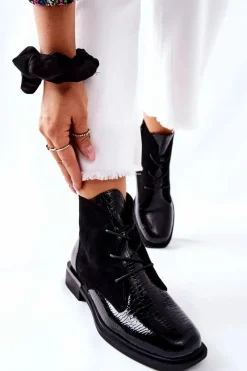 Czarne Botki|Botki Zimowe Damskie><noscript><img width=