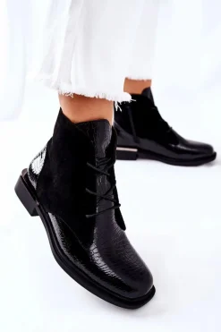 Czarne Botki|Botki Zimowe Damskie><noscript><img width=