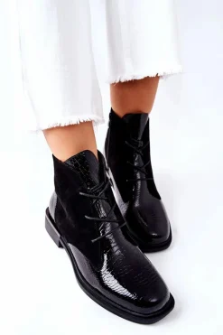 Czarne Botki|Botki Zimowe Damskie><noscript><img width=