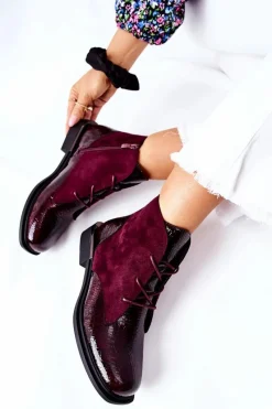 Discount Zamszowe Botki Ocieplane Sergio Leone BT401 Bordowe Damskie Czarne Botki|Botki Zimowe Damskie