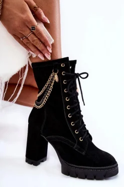 Discount Boto Zamszowe Botki Sznurowane Lewski Shoes 3244/G Czarne