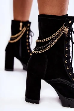 Discount Boto Zamszowe Botki Sznurowane Lewski Shoes 3244/G Czarne