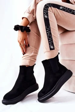 Hot Boto Zamszowe Botki Sztyblety Na Platformie Czarne Marissa