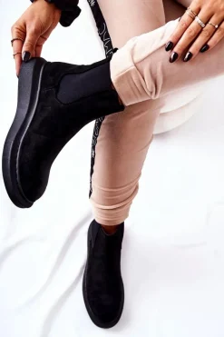 Hot Boto Zamszowe Botki Sztyblety Na Platformie Czarne Marissa