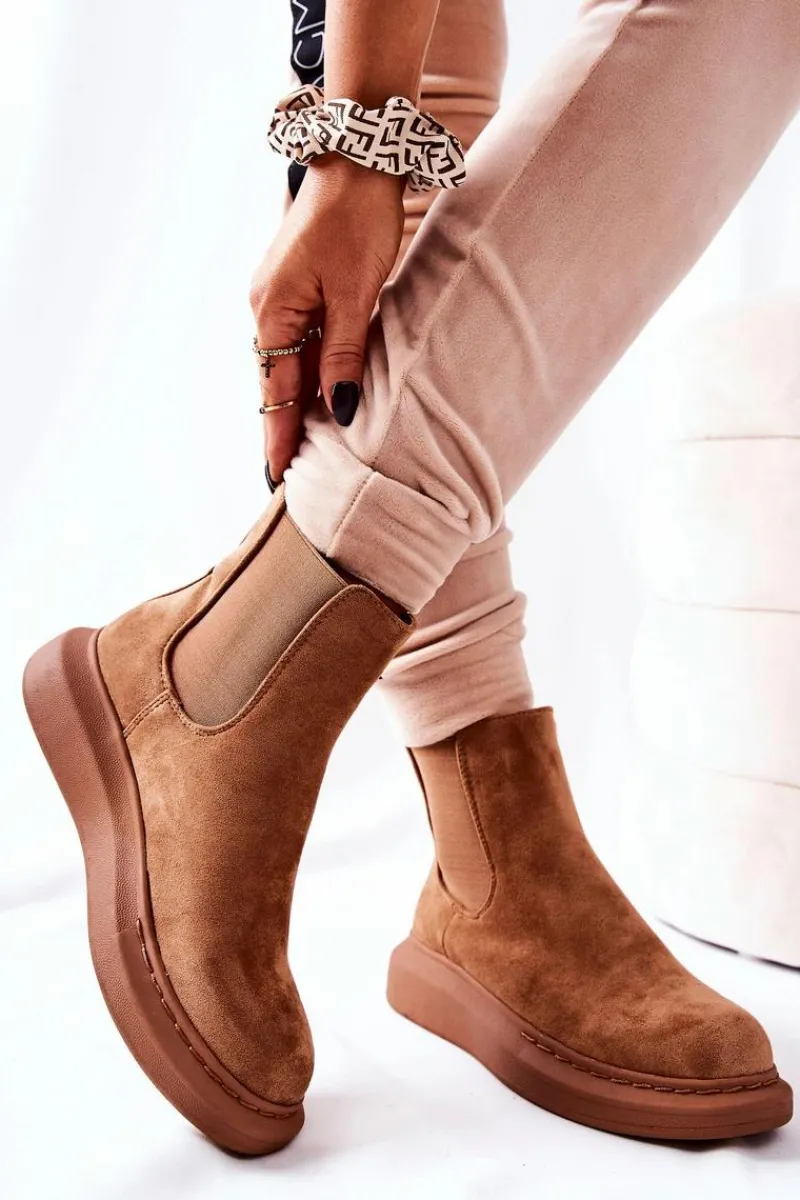 Hot Zamszowe Botki Sztyblety Na Platformie Beżowe Marissa Damskie Czarne Botki|Botki Zimowe Damskie