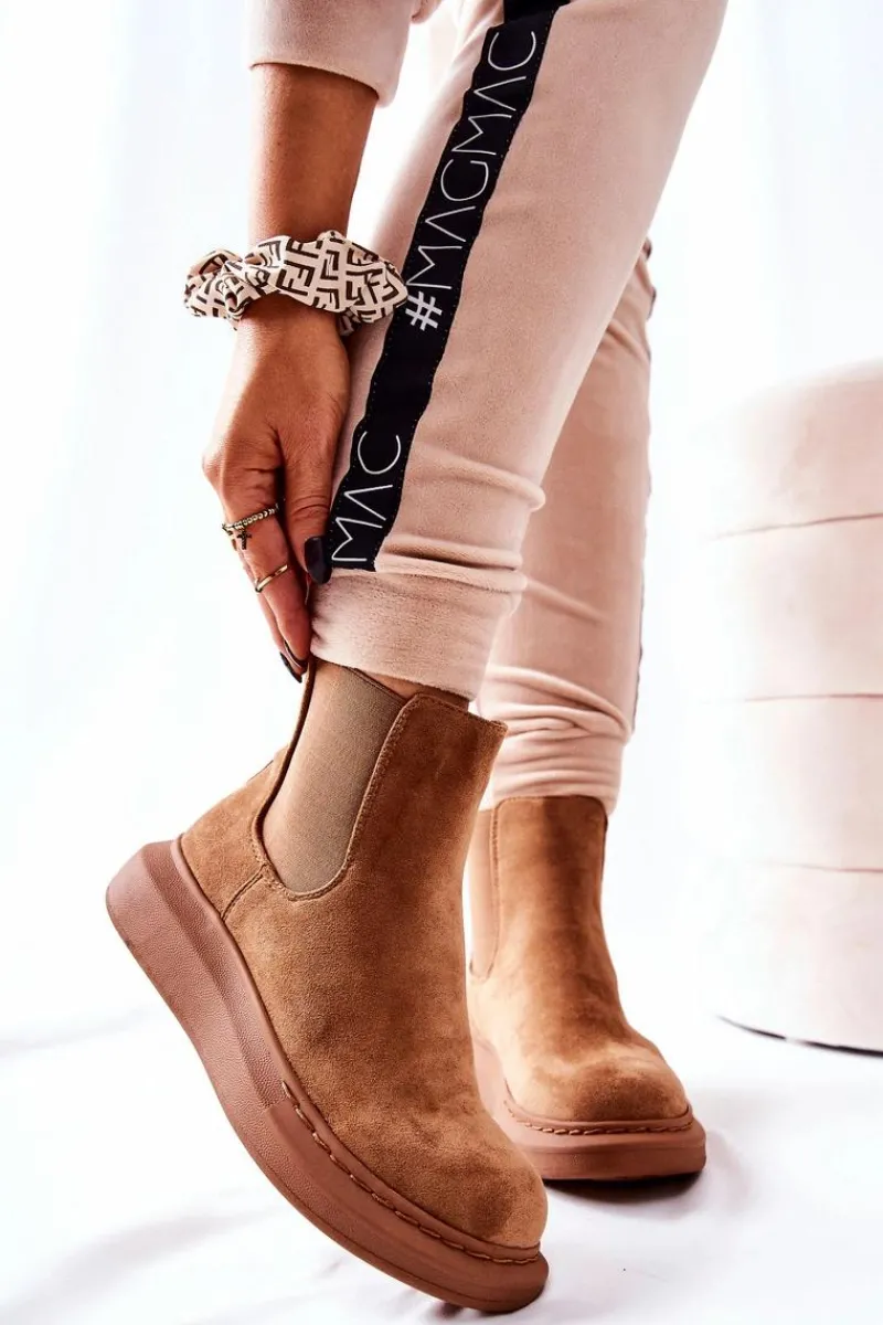 Hot Zamszowe Botki Sztyblety Na Platformie Beżowe Marissa Damskie Czarne Botki|Botki Zimowe Damskie