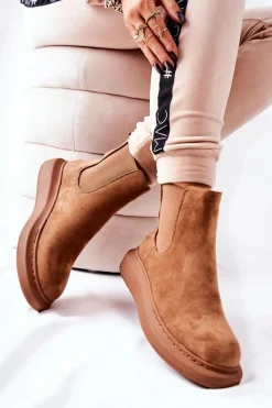 Hot Zamszowe Botki Sztyblety Na Platformie Beżowe Marissa Damskie Czarne Botki|Botki Zimowe Damskie