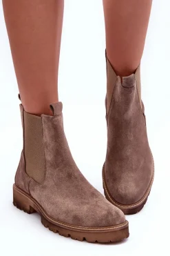 Boto Zamszowe Botki Sztyblety Brązowe Nicole 2672