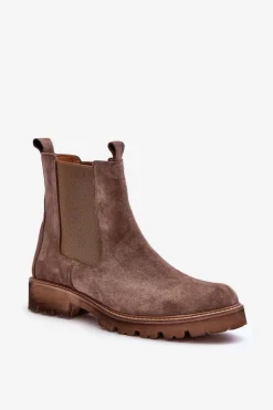 Boto Zamszowe Botki Sztyblety Brązowe Nicole 2672