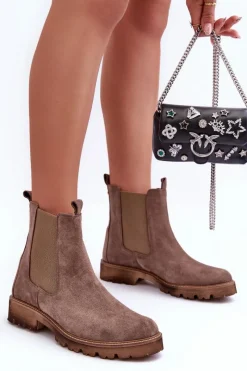 Boto Zamszowe Botki Sztyblety Brązowe Nicole 2672