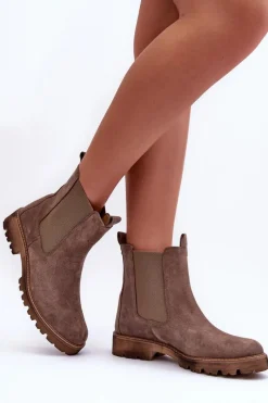 Boto Zamszowe Botki Sztyblety Brązowe Nicole 2672