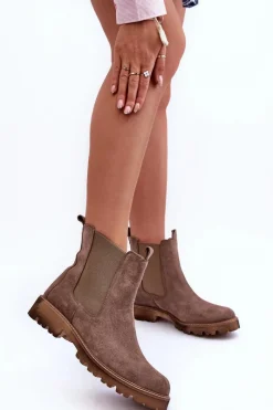 Boto Zamszowe Botki Sztyblety Brązowe Nicole 2672